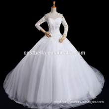 Long Sleeve Long Train Sweetheart Neckline Lace wedding dress ball gown